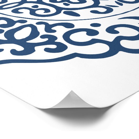 Chinees Medallion blauw Poster (Hoek)