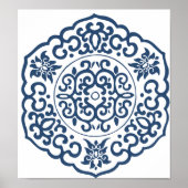 Chinees Medallion blauw Poster (Voorkant)