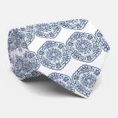 Chinees Medallion blauw Stropdas (Opgerold)