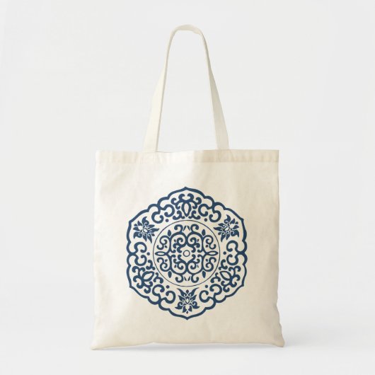 Chinees Medallion blauw Tote Bag (Voorkant)