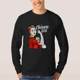 Chinees meisje China Vlag Cultureel Erfgoed Land R T-shirt