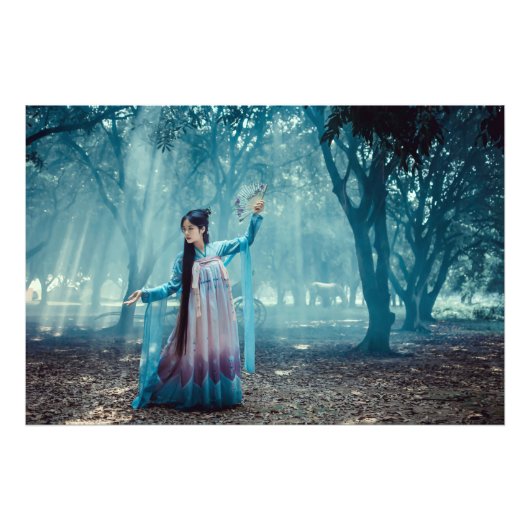 Chinees meisje dat een danswet uitvoert foto afdruk (Voorkant)