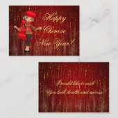 Chinees meisje in het nieuwe jaar notitiekaartje (Voorkant / Achterkant)