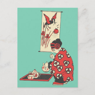 Chinees meisje met Briefkaart van de illustratie v