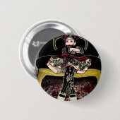 Chinees met bloemen 3 ronde button 5,7 cm (Voorkant /achterkant)