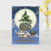 Chinees Midherfstmaanfestival met thee en maan Kaart (Gele Bloem)