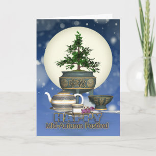 Chinees Midherfstmaanfestival met thee en maan Kaart