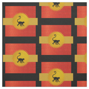 Chinees monkey Zodiac Rood, goud en zwart Stof