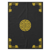 Chinees motief patroon goud op zwart tafelkleed (Voorkant)