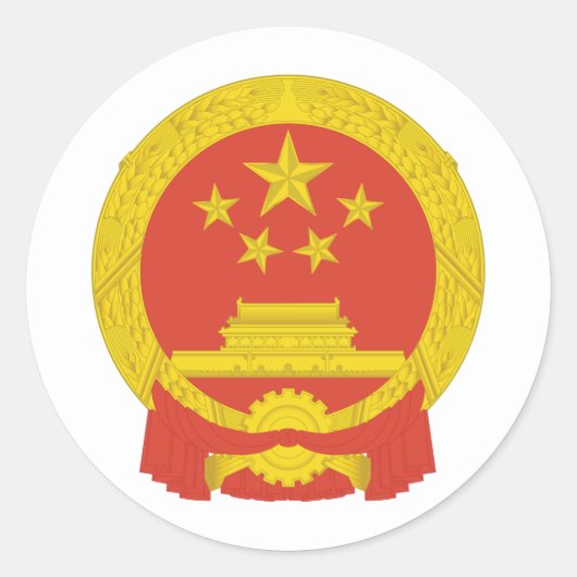 Chinees nationaal embleem, China Ronde Sticker (Voorkant)