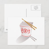 Chinees Neem Voedsel Doos met Chopsticks Briefkaart (Voorkant / Achterkant)