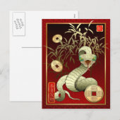 Chinees Nieuw jaar-2013-Jaar van de Slang Feestdagenkaart (Voorkant / Achterkant)