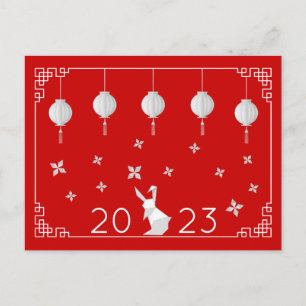 Chinees Nieuw jaar Origami Rabbit Briefkaart