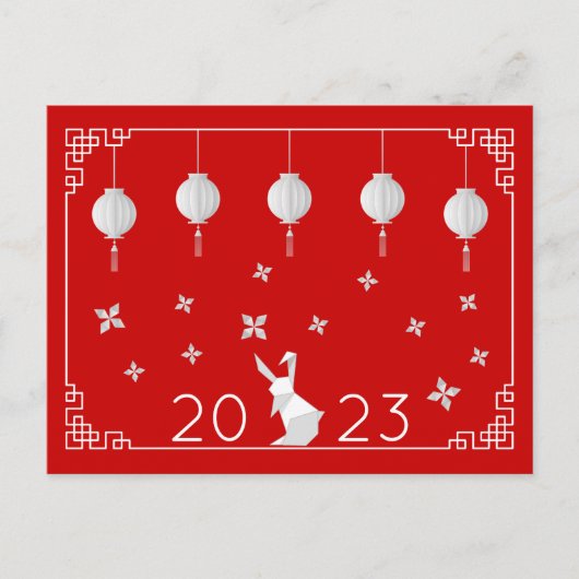 Chinees Nieuw jaar Origami Rabbit Briefkaart (Voorkant)