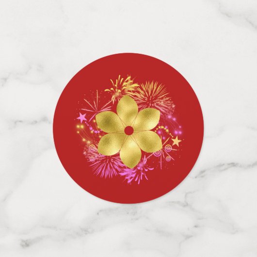 Chinees Nieuw jaar Schaap/Geitenrood/Goud ID542 Confetti (Kleine voorkant)