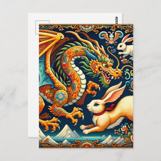 Chinees Nieuw Maanjaar van Draak, Postcrossing Briefkaart (Voorkant / Achterkant)