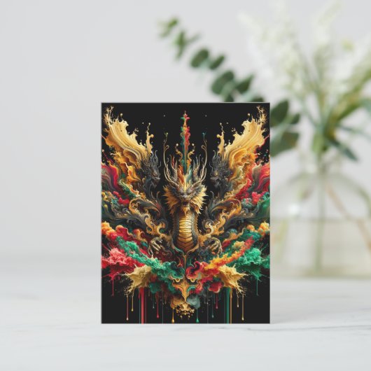 Chinees Nieuw Maanjaar van Draak, Postcrossing Briefkaart (Staand voorkant)