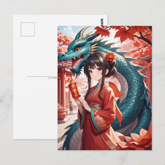 Chinees Nieuw Maanjaar van Draak, Postcrossing Briefkaart (Voorkant / Achterkant)