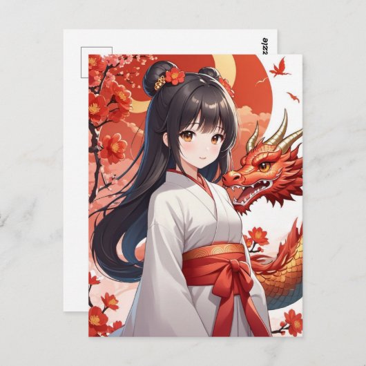 Chinees Nieuw Maanjaar van Draak, Postcrossing Briefkaart (Voorkant / Achterkant)