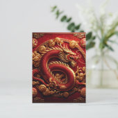 Chinees Nieuw Maanjaar van Draak, Postcrossing Briefkaart (Staand voorkant)