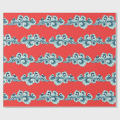 Chinees nieuw maanjaar wolken illustratie rood cadeaupapier (Vlak)