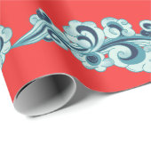 Chinees nieuw maanjaar wolken illustratie rood cadeaupapier (Rol Hoek)