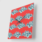 Chinees nieuw maanjaar wolken patroon rood vierkante klok (Hoek)