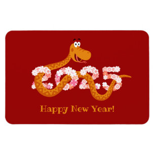 Chinees nieuw maanjaar zodiac houten slang 2025 magneet