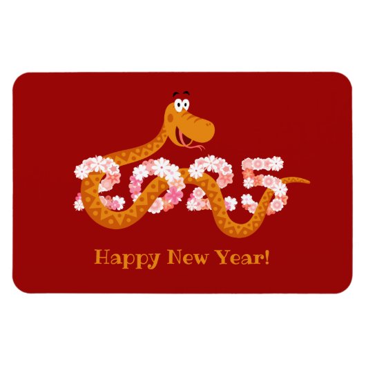 Chinees nieuw maanjaar zodiac houten slang 2025 magneet (Horizontaal)