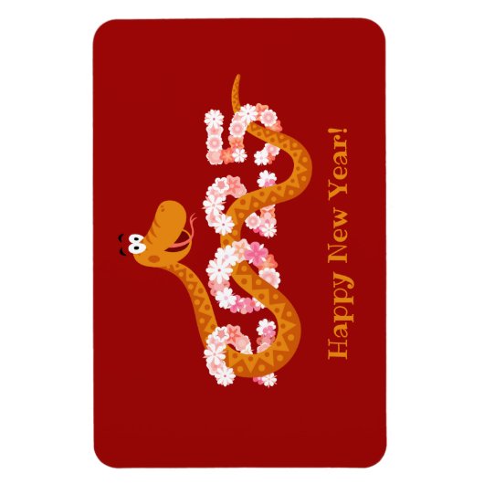 Chinees nieuw maanjaar zodiac houten slang 2025 magneet (Verticaal)