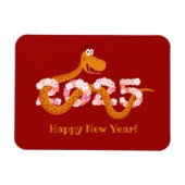 Chinees nieuw maanjaar zodiac houten slang 2025 magneet (Horizontaal)