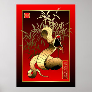 Chinees nieuwjaar 2013 van de slang poster