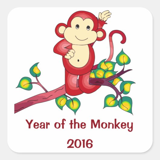 Chinees Nieuwjaar 2016 Red Monkey Stickers (Voorkant)