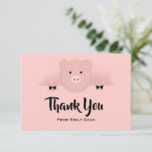 Chinees nieuwjaar 2019 Aarde in een Bow-Stropdas Bedankkaart (Staand voorkant)