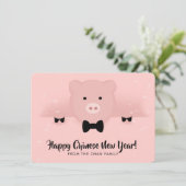 Chinees nieuwjaar 2019 Aarde in een Bow-Stropdas Feestdagenkaart (Staand voorkant)