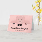 Chinees nieuwjaar 2019 Aarde in een Bow-Stropdas Kaart (Gele Bloem)