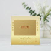 Chinees nieuwjaar 2019 jaar van de speciale foto v feestdagenkaart (Staand voorkant)