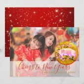 Chinees Nieuwjaar 2019 VARKEN - Voeg familiefoto t Feestdagenkaart (Voorkant / Achterkant)