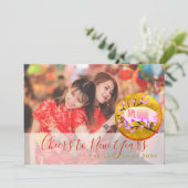 Chinees Nieuwjaar 2019 VARKEN - Voeg familiefoto t Feestdagenkaart (Staand voorkant)