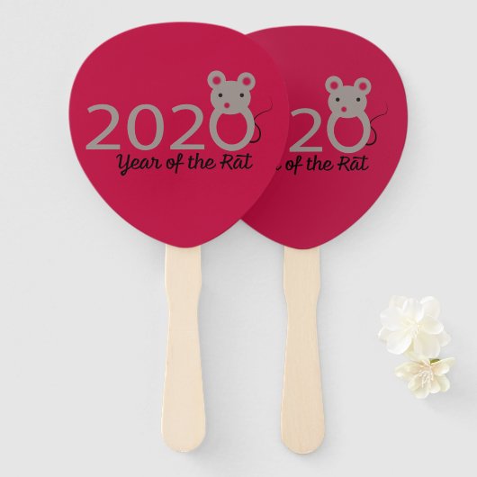 Chinees nieuwjaar 2020 Jaar van de Rat Handwaaier (Voorkant en achterkant)