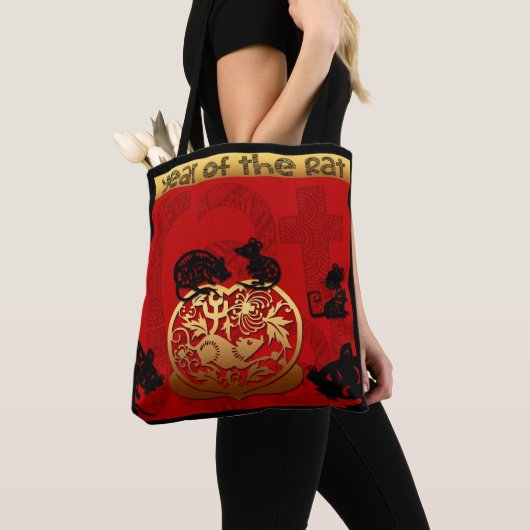 Chinees nieuwjaar 2020 Zodiac Birthday ATB Tote Bag (Dichtbij)