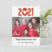 Chinees nieuwjaar 2021: het jaar van de foto van d feestdagenkaart (Staand voorkant)