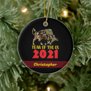 Chinees Nieuwjaar 2021 - Jaar van de Os Keramisch Ornament