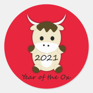 Chinees nieuwjaar 2021 Jaar van de Ox Ronde Sticker