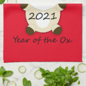 Chinees nieuwjaar 2021 Jaar van de Ox Theedoek (Gevouwen)