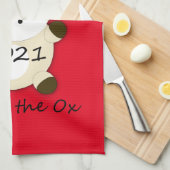 Chinees nieuwjaar 2021 Jaar van de Ox Theedoek (Quarter Fold)