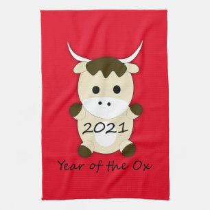 Chinees nieuwjaar 2021 Jaar van de Ox Theedoek