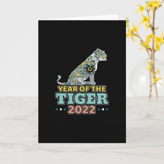 Chinees Nieuwjaar 2022 - Witte Tijger Kaart (Gele Bloem)