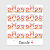 Chinees nieuwjaar 2023 Jaar van de konijnenroze Fl Sticker (Vel)