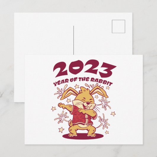 Chinees nieuwjaar 2023 - Jaar van het konijn Briefkaart (Voorkant / Achterkant)